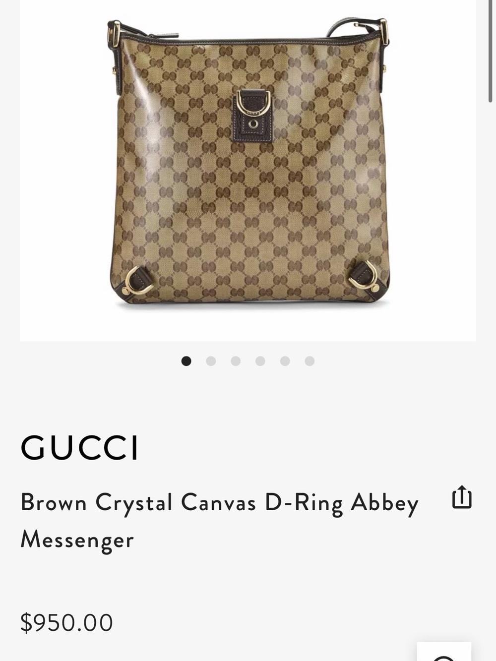 Gucci Abbey Messenger Beige & Brown GG Treated Canvas Crossbody Tote